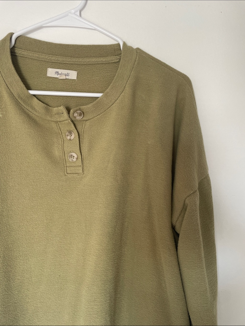 Madewell Olive Green Button-Neck Pullover